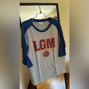 Promotional Stadium Giveaway NY Mets Blue and Gray LGM Mets 3/4 sleeve Tee